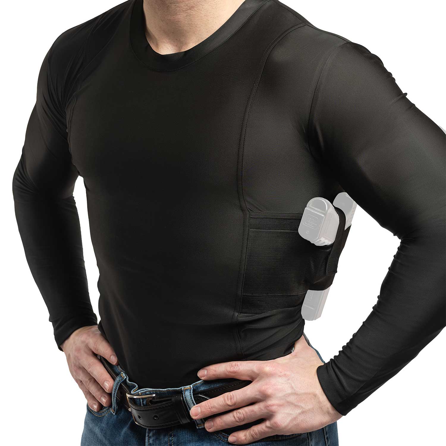 Long Sleeve Concealed Carry Compression Shirt for Men –