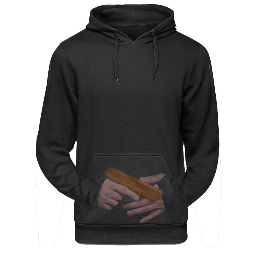 Concealed Carry Black Sweatshirt Hoodie with Kangaroo Pocket for Easy CCW Access