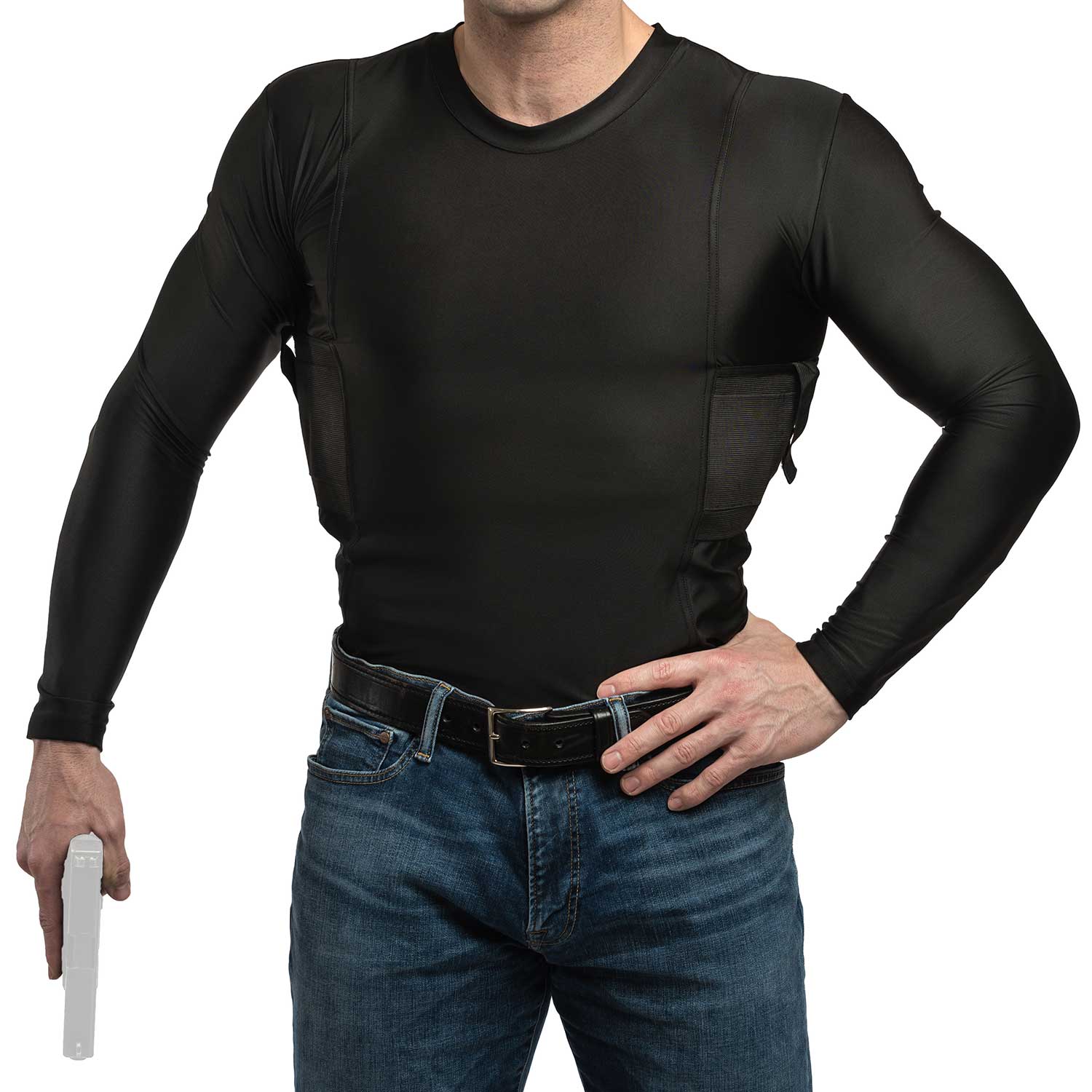 Long Sleeve Concealed Carry Compression Shirt for Men –