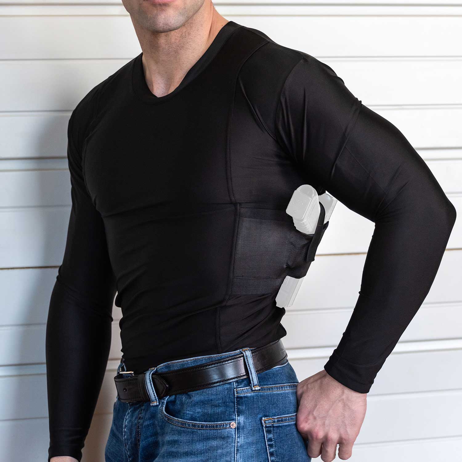 Long Sleeve Concealed Carry Compression Shirt for Men
