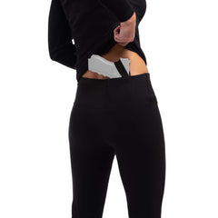 NEW ConcealmentClothes Women's Concealed Carry Gun Holster 3/4 Leggings -  Black